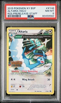 2015 Pokemon Xy Black Star Promos Xy46 Altaria-holo Roaring Skies Prerelease-staff PSA 8