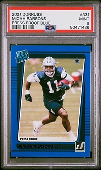 2021 Panini Donruss 331 Micah Parsons Press Proof Blue PSA 9