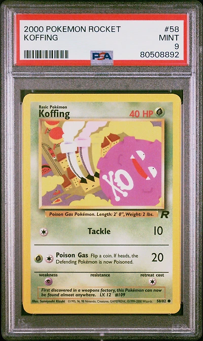 2000 Pokemon Rocket 58 Koffing PSA 9