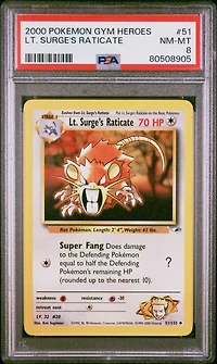 2000 Pokemon Gym Heroes 51 Lt. Surge's Raticate PSA