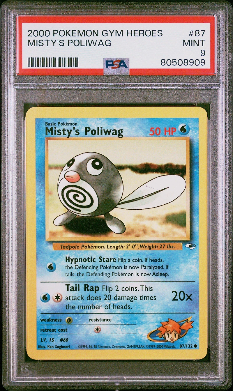 2000 Pokemon Gym Heroes 87 Misty's Poliwag PSA