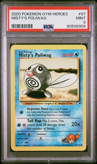 2000 Pokemon Gym Heroes 87 Misty's Poliwag PSA