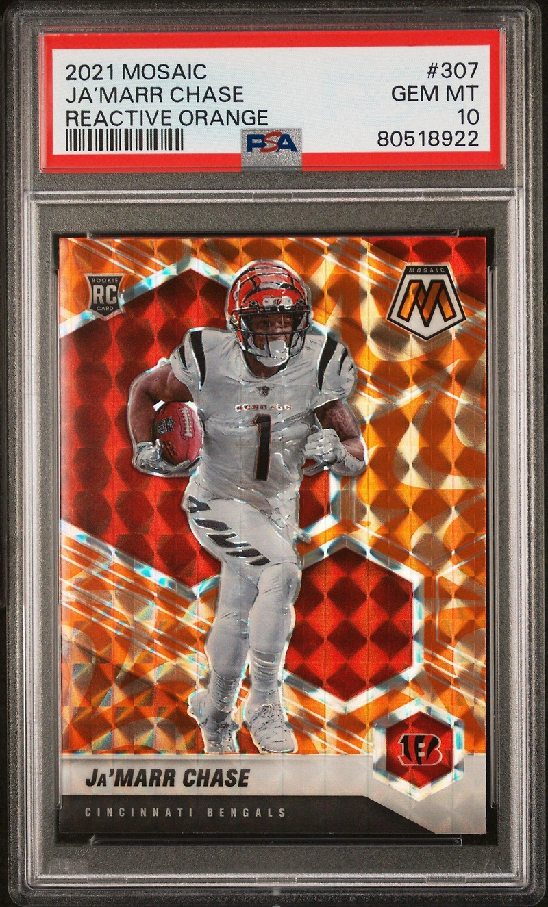 2021 Panini Mosaic 307 Ja’marr Chase PSA 10