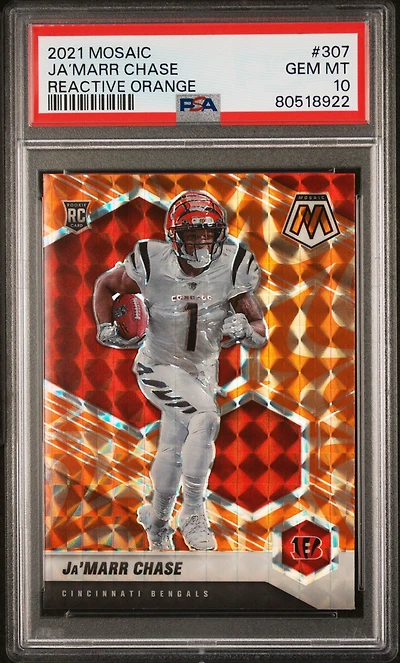 2021 Panini Mosaic 307 Ja’marr Chase PSA 10