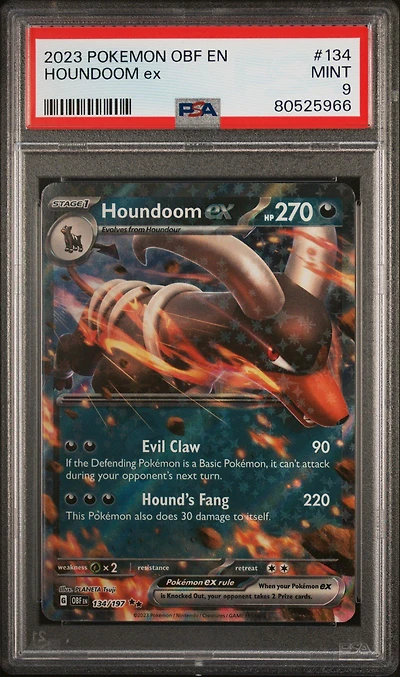 2023 Pokemon Obf En-obsidian Flames 134 Houndoom Ex PSA 9