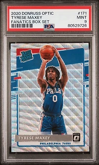 2020 Panini Donruss Optic 171 Tyrese Maxey Fanatics Box Set PSA 9