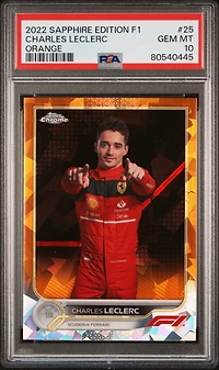 2022 Topps Chrome Formula 1 Sapphire Edition 25 Charles Leclerc Orange PSA 10