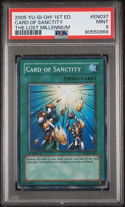 2005 Yu-gi-oh! Tlm-the Lost Millennium En037 Card Of Sanctity 1st Edition PSA 9