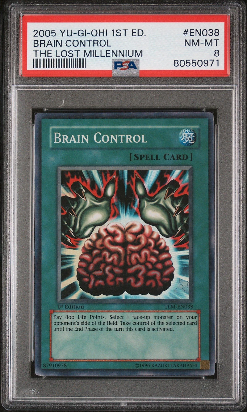 2005 Yu-gi-oh! Tlm-the Lost Millennium En038 Brain Control 1st Edition PSA 8