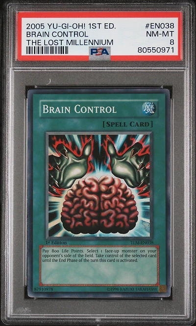 2005 Yu-gi-oh! Tlm-the Lost Millennium En038 Brain Control 1st Edition PSA 8