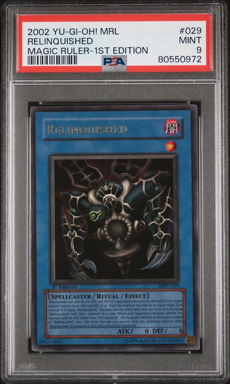2002 Yu-gi-oh! Mrl-magic Ruler 029 Relinquished 1st Edition PSA 9