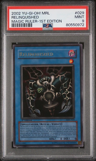 2002 Yu-gi-oh! Mrl-magic Ruler 029 Relinquished 1st Edition PSA 9