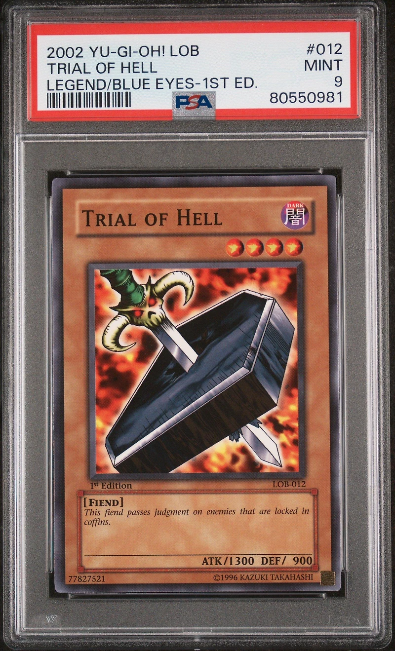 2002 Yu-gi-oh! Lob-legend Of Blue Eyes White Dragon 012 Trial Of Hell 1st Edition PSA 9