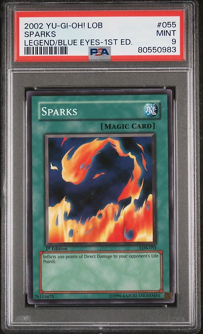 2002 Yu-gi-oh! Lob-legend Of Blue Eyes White Dragon 055 Sparks 1st Edition PSA 9