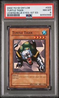2002 Yu-gi-oh! Lob-legend Of Blue Eyes White Dragon 023 Turtle Tiger 1st Edition PSA 8
