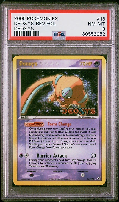 2005 Pokemon Ex Deoxys 18 Deoxys-reverse Foil PSA 8