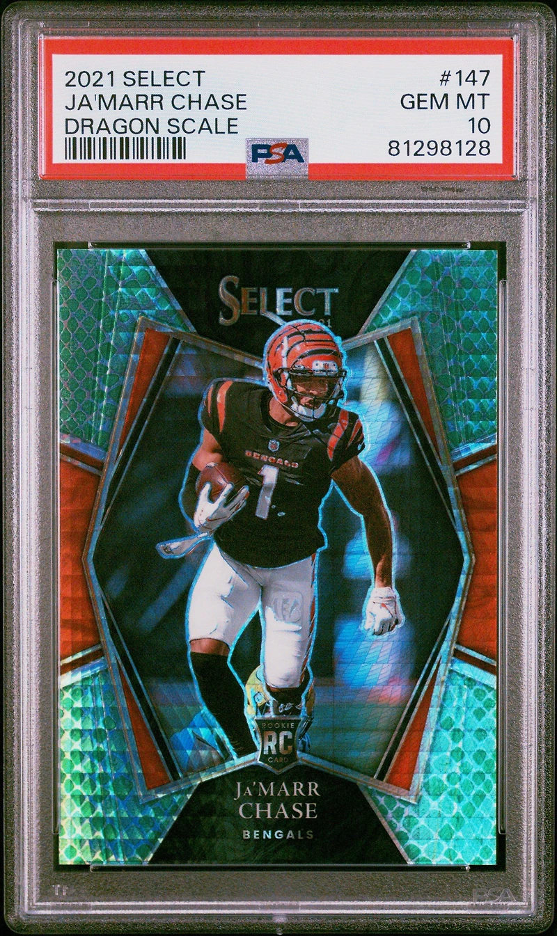 2021 Panini Select 147 Ja'marr Chase Dragon Scale PSA 10