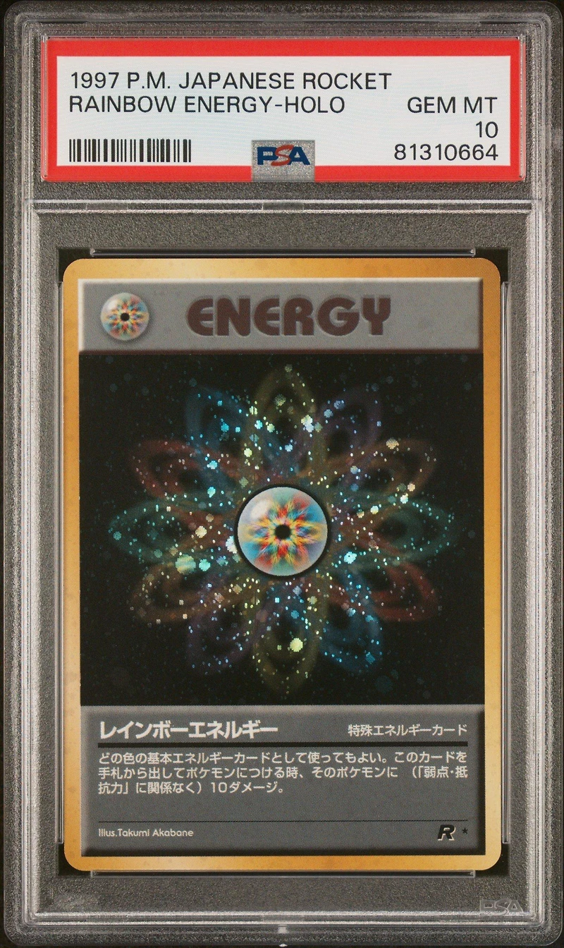1997 Pokemon Japanese Rocket Rainbow Energy-holo PSA 10