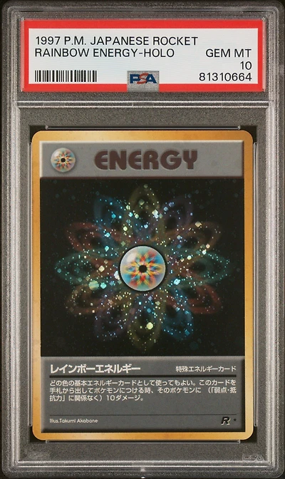 1997 Pokemon Japanese Rocket Rainbow Energy-holo PSA 10