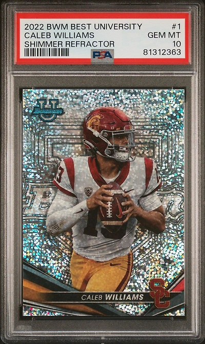 2022 Bowman's Best University 1 Caleb Williams Speckle Refractor PSA 10