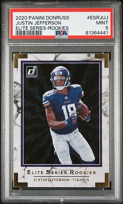 2020 Panini Donruss Elite Series Esrjuj Justin Jefferson Rookies PSA 9