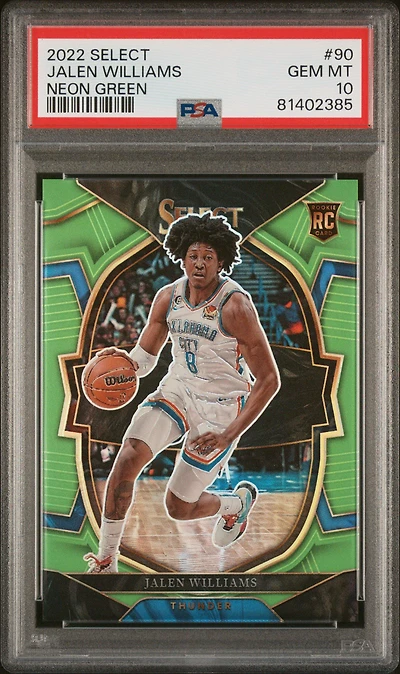 2022 Panini Select 90 Jalen Williams Neon Green PSA 10