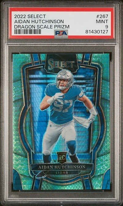2022 Panini Select 267 Aidan Hutchinson Dragon Scale Prizm PSA 9