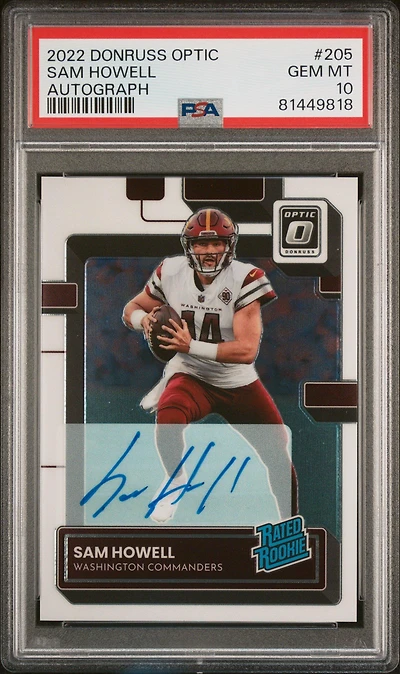 2022 Panini Donruss Optic 205 Sam Howell Autograph PSA 10