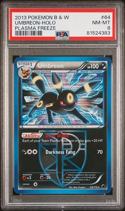 2013 Pokemon Black & White Plasma Freeze 64 Umbreon-holo PSA