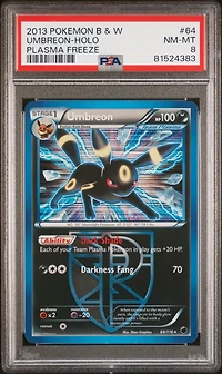 2013 Pokemon Black & White Plasma Freeze 64 Umbreon-holo PSA