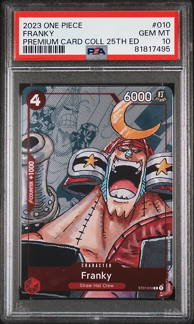 2023 One Piece Premium Bandai Premium Card Collection 25th Edition 010 Franky PSA 10