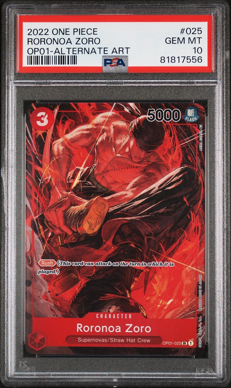 2022 One Piece Romance Dawn 025 Roronoa Zoro Alternate Art PSA 10