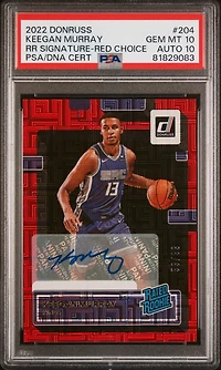 2022 Panini Donruss 204 Keegan Murray Rated Rookie Signature-red Choice PSA 10