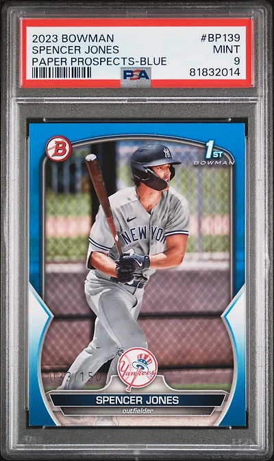 2023 Bowman Paper Prospects Bp139 Spencer Jones Blue PSA 9