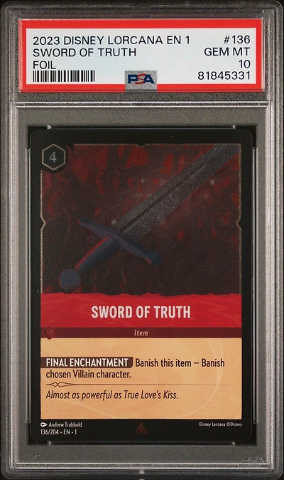 2023 Disney Lorcana En 1-the First Chapter 136 Sword Of Truth Foil PSA 10