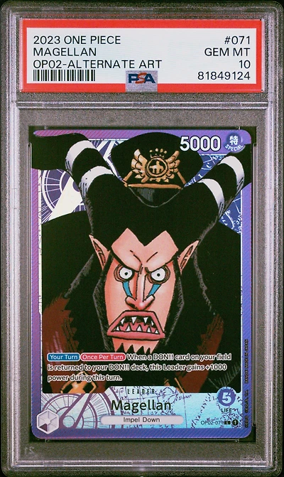 2023 One Piece Paramount War 071 Magellan Alternate Art PSA 10