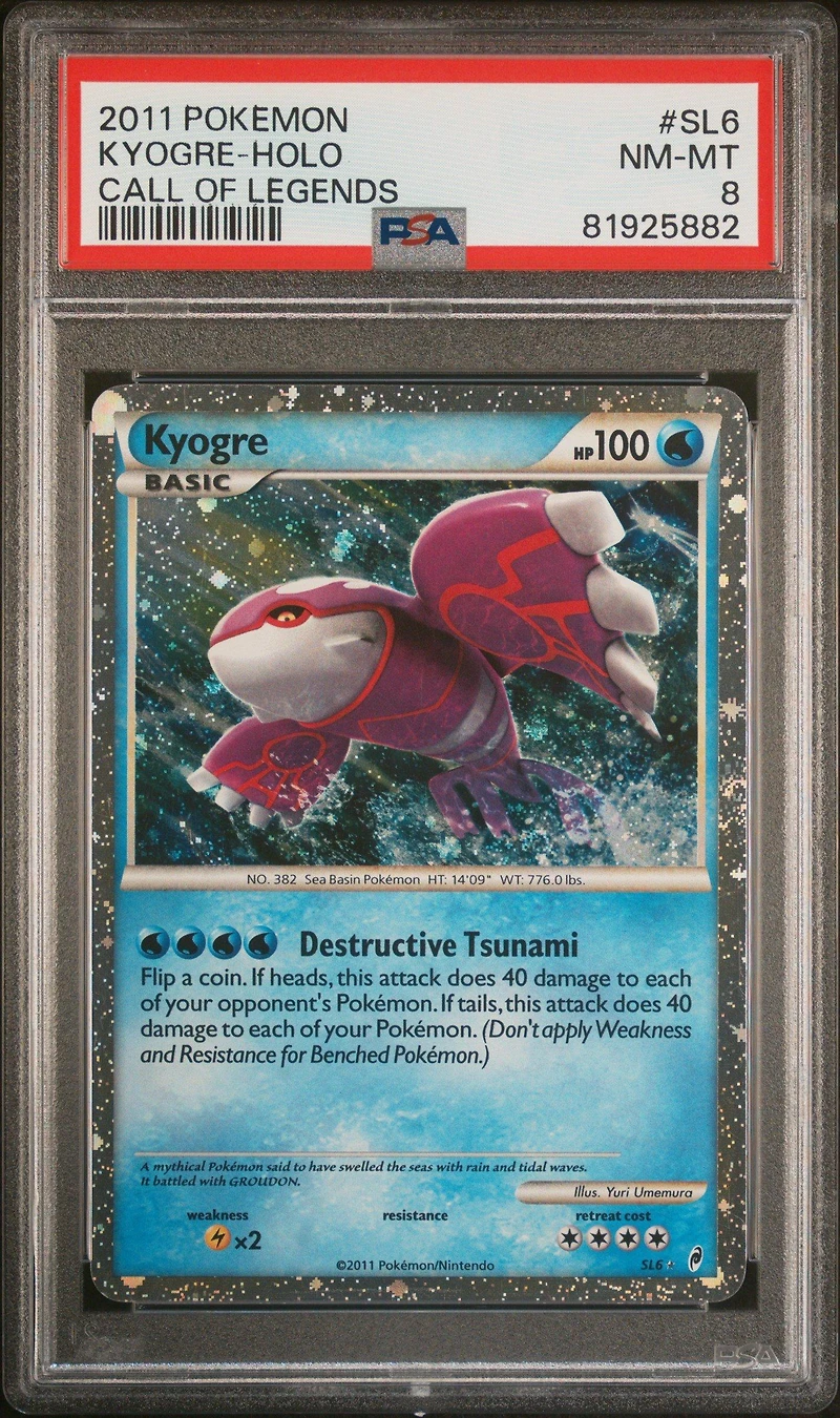 2011 Pokemon Call Of Legends Sl6 Kyogre-holo PSA 8