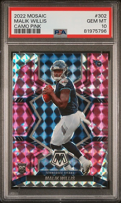 2022 Panini Mosaic 302 Malik Willis Camo Pink PSA 10