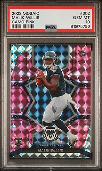 2022 Panini Mosaic 302 Malik Willis Camo Pink PSA 10