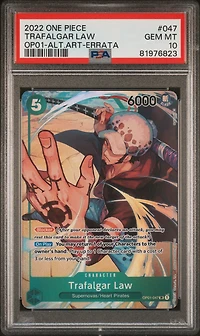 2022 One Piece Romance Dawn 047 Trafalgar Law Alternate Art-errata PSA 10