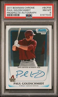 2011 Bowman Chrome Prospects Bcp99 Paul Goldschmidt PSA 8