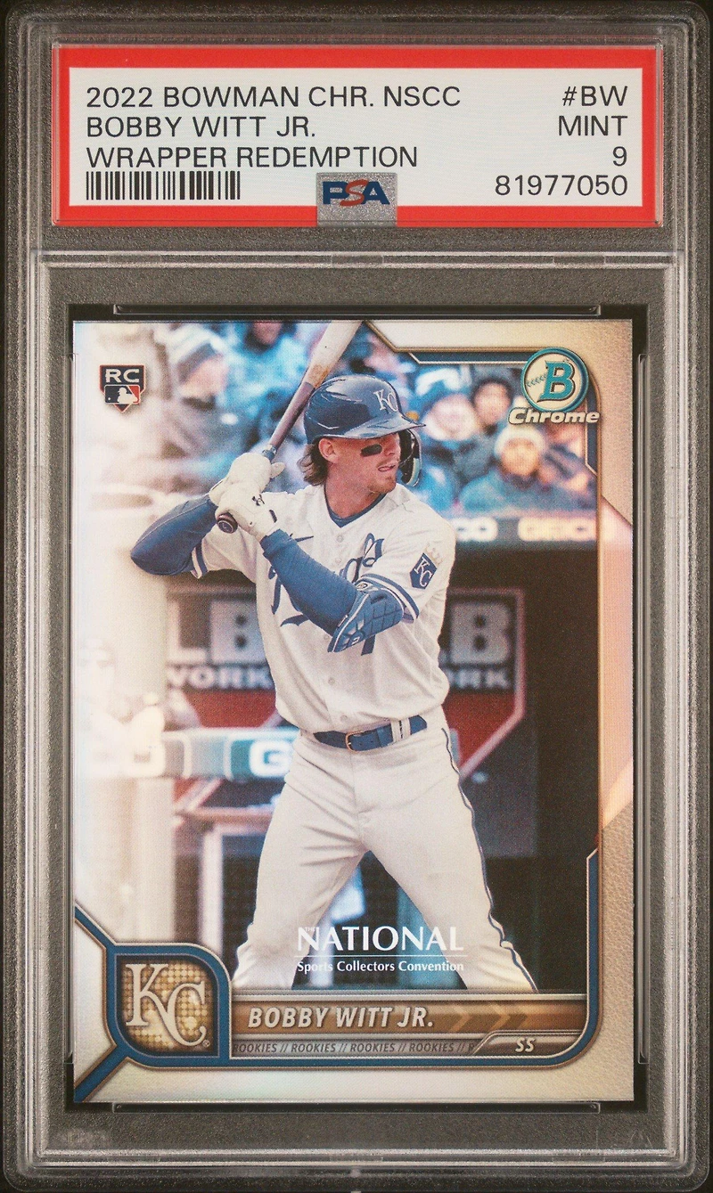 2022 Bowman Chrome Nscc Wrapper Redemption Bw Bobby Witt Jr. PSA 9