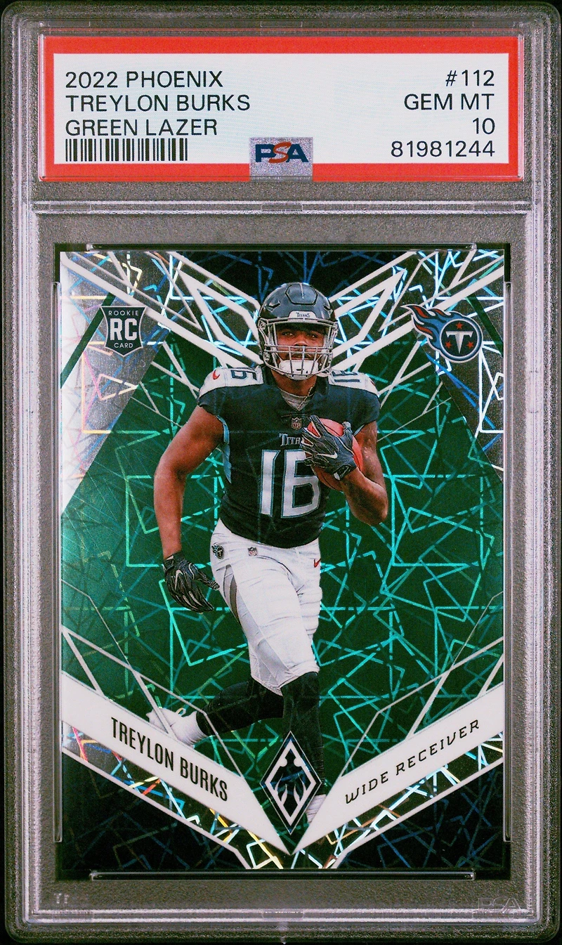2022 Panini Phoenix 112 Treylon Burks Green Lazer PSA 10