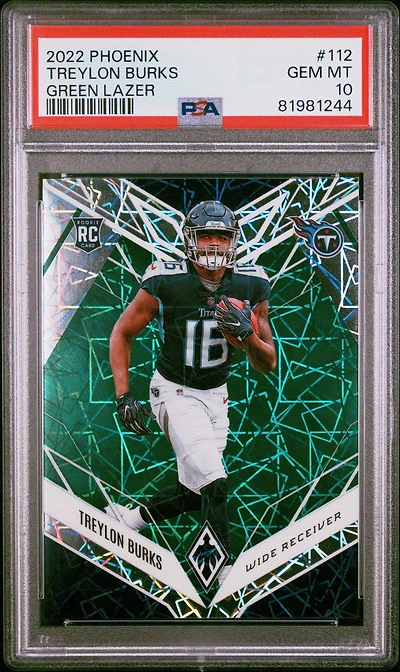 2022 Panini Phoenix 112 Treylon Burks Green Lazer PSA 10