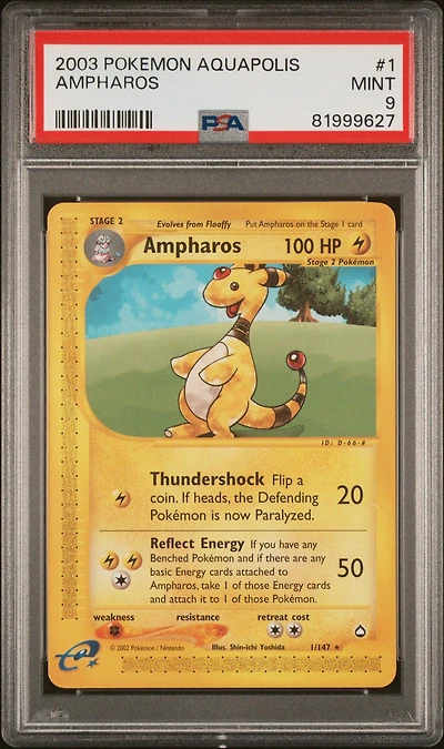 2003 Pokemon Aquapolis 1 Ampharos PSA 9