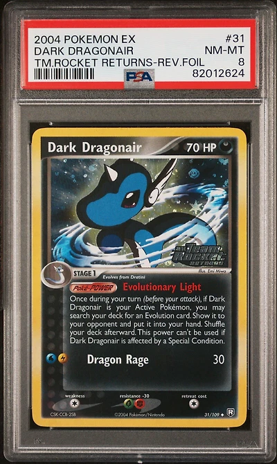 2004 Pokemon Ex Team Rocket Returns 31 Dark Dragonair-reverse Foil PSA 8