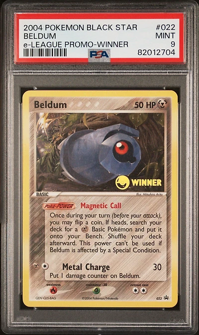 2004 Pokemon Black Star Promo 022 Beldum E-league-winner PSA 9