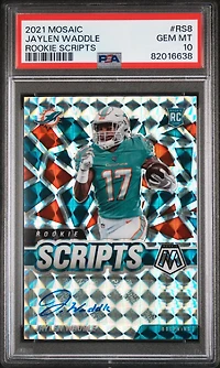 2021 Panini Mosaic Rookie Scripts Rs8 Jaylen Waddle PSA 10