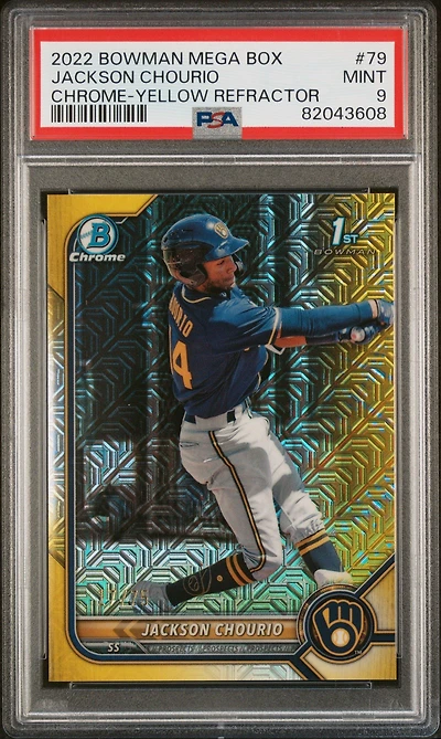 2022 Bowman Mega Box Chrome 79 Jackson Chourio Refractor PSA 9