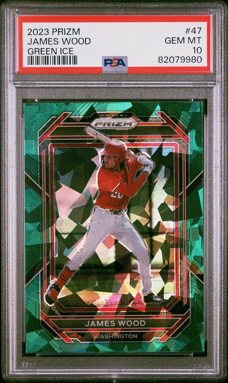 2023 Panini Prizm 47 James Wood Green Ice PSA 10